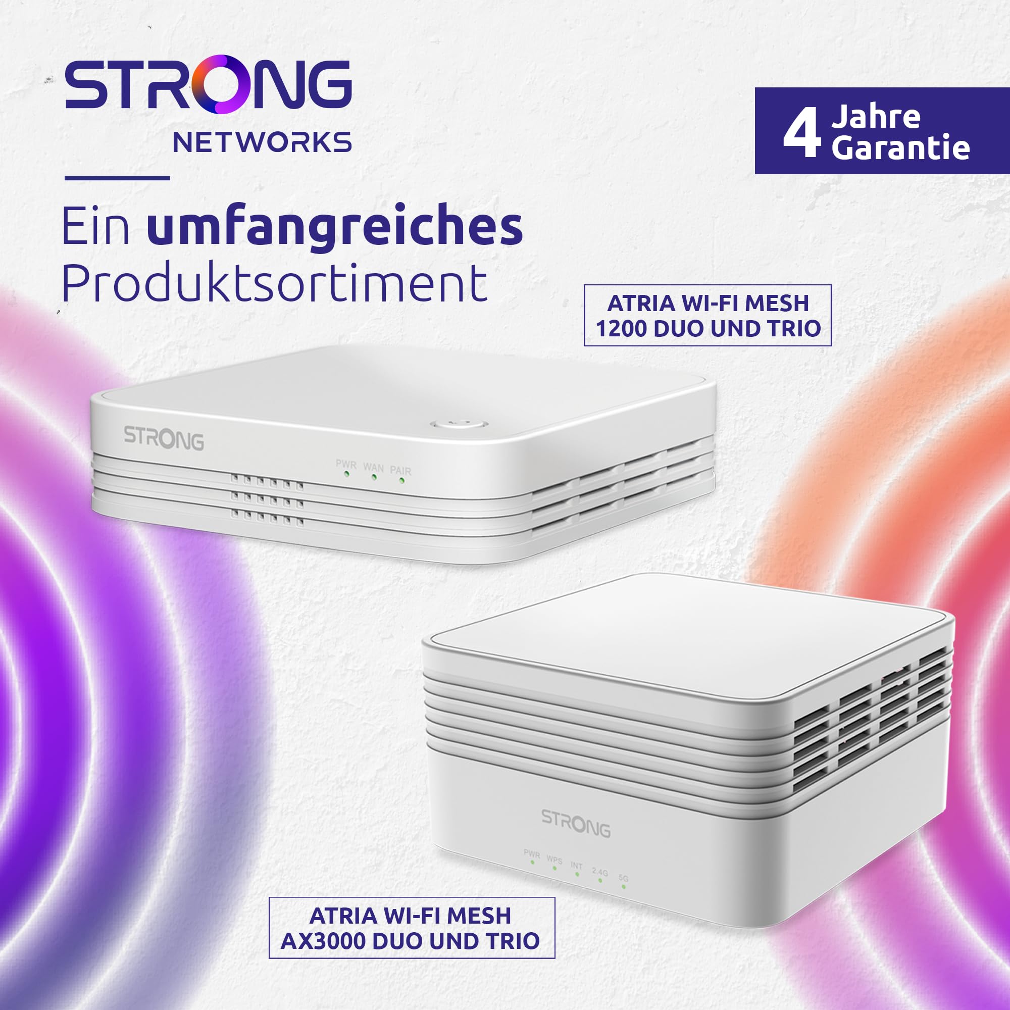 Strong - 3X Atria WiFi Mesh Home Trio Pack 1200 - WLAN Verstärker - Bis zu 450 m² zusätzliche WLAN-Abdeckung - Kompatibel mit Allen Router - Dual Band 2,4 GHz + 5 GHz - Gigabit LAN-Anschlüsse - weiß