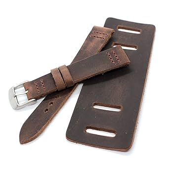 Amazon.com: Explorer brown tan raw leather watch strap with