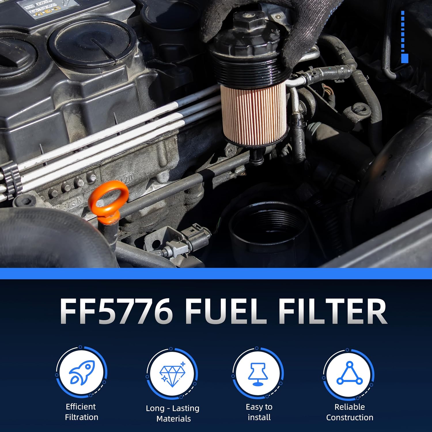 6 PCS FF5776 Fuel Filter, Fits for Cummins 2010 ISX Engines 11.9L, 15L and 16L#OE FF5776 2864993 2893612 3685306 4331007