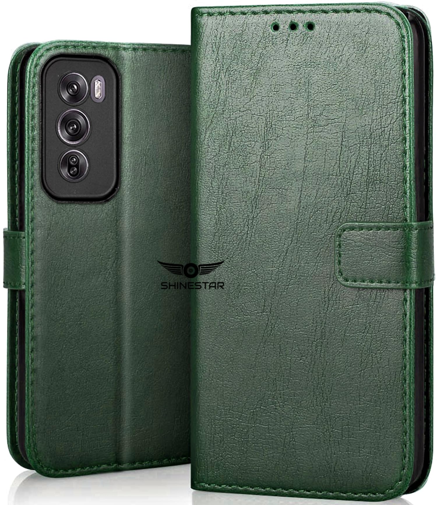 SHINESTAR Oppo Reno 12 Pro 5G Flip Back Cover | PU Leather Flip Cover Wallet Case with TPU Silicone Case Back Cover for Oppo Reno 12 Pro 5G - Unique Green (B0D9STYQRH) Amazon Price History, Amazon Price Tracker