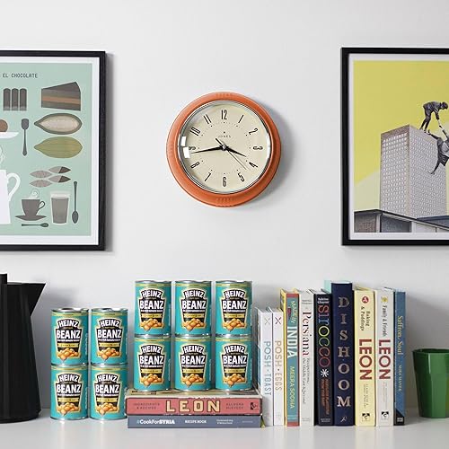 Miniatura 3 de JONES CLOCKS Reloj de pared Ketchup  Reloj de comedor retro redondo  10 pulgadas  Naranja  Ideal para la cocina, sala de estar, oficina o dormitorio