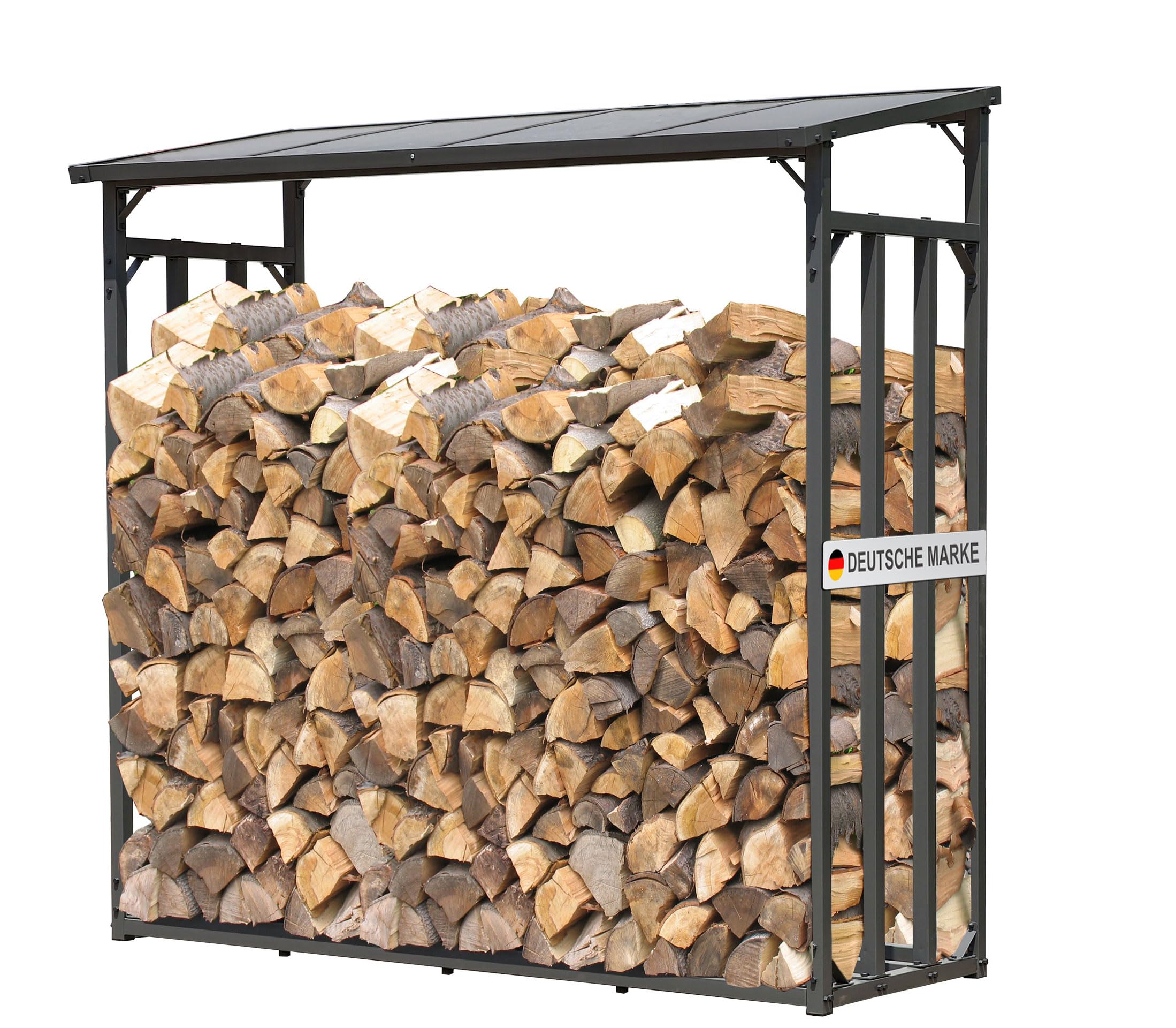 QUICK STAR Estante metálica para leña antracita 185 x 70 x 185 cm Jardín Prinidor Refugio de 2,3 m³ de Madera Almacenamiento apilables Ayuda Exterior