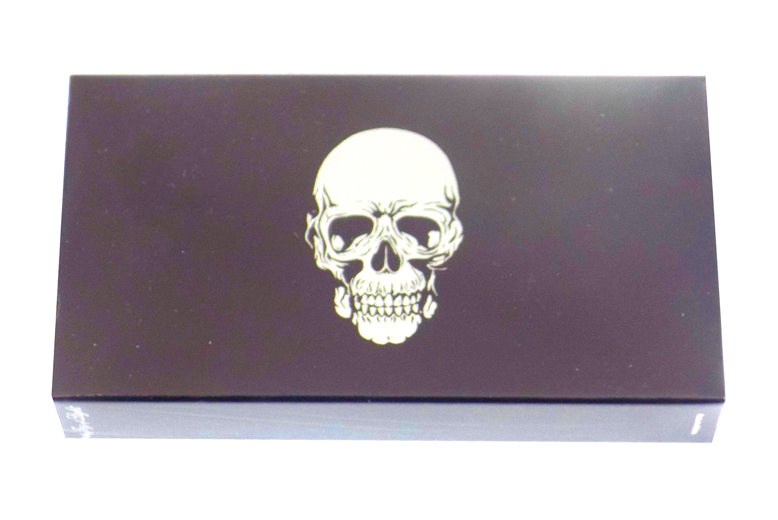 Designer Matches Silver Foiled and Embossed Skull on Black Embossed Matte 4" Collectible Matchbox