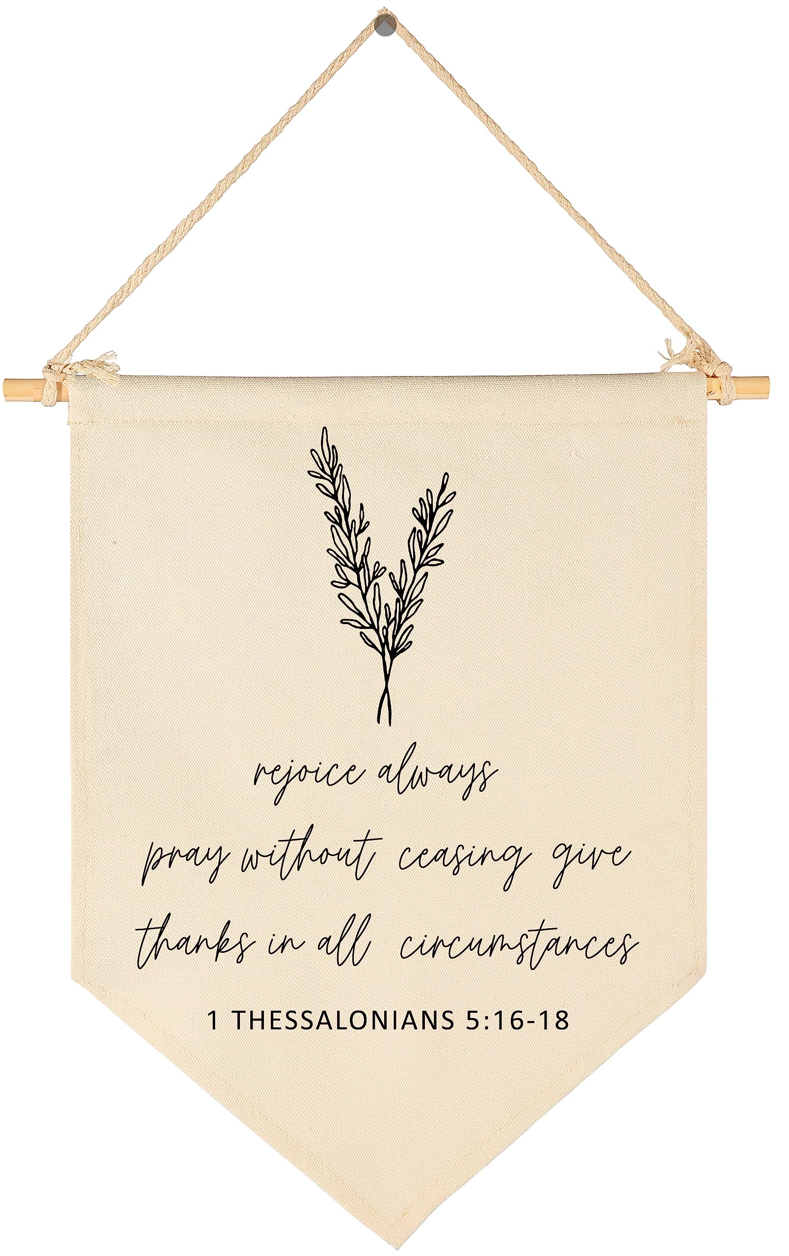 Bible Verse Wall Art Minimal Christian Wall Decoration Bible Gift Scripture Hanging Flag Art Decor Pennant Banner Sign Decoration Gift Farmhouse Living Room Bedroom Home Decor Rejoice Always