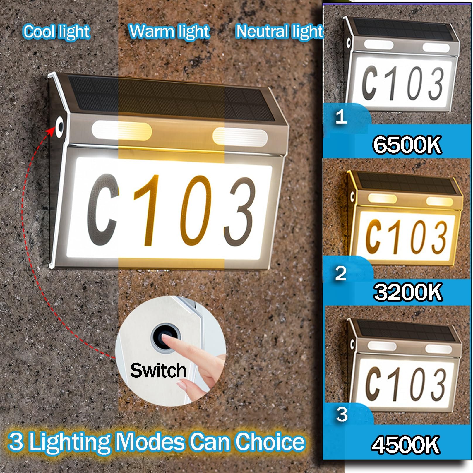 Numeri Civici Solari for Esterno Targa for Indirizzo Illuminata Impermeabile Ip65 Targa for Indirizzo Illuminata A LED for Case All'aperto Cassetta della Posta