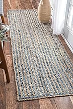 Vintage Threads 1.5x3 Feet Patta Weave Denim and Jute Handwoven Rug | Natural Fiber Floor Mat for Living Room Bedroom Kitchen | Durable Carpet