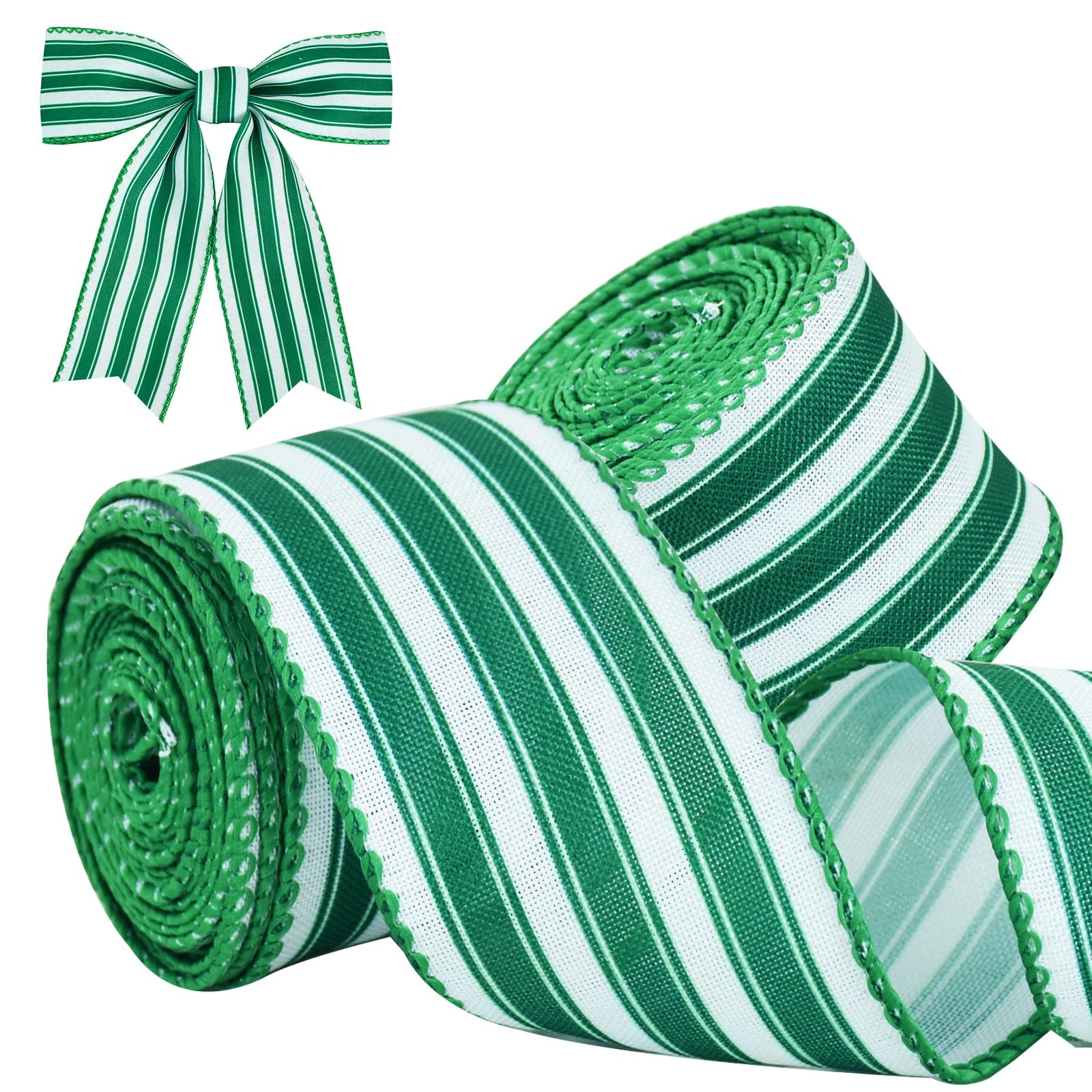 Ruban métallique vert à rayures pour décoration de table anniversaire et grand nœud de mariage