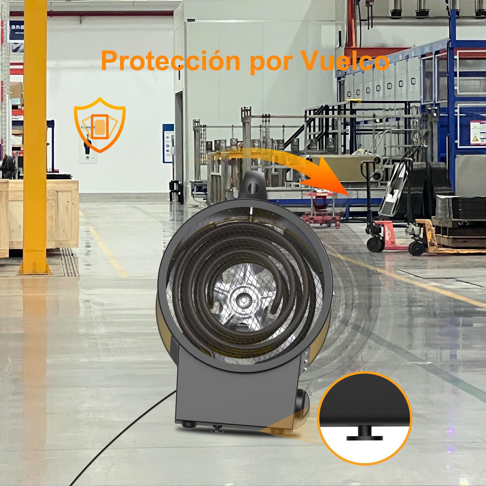 Calefactor 5000W - Calentador Electrico Portatil - Con Asa, Termostato y Protección Contra Sobrecalentamiento - Apto para Garajes, Tallers