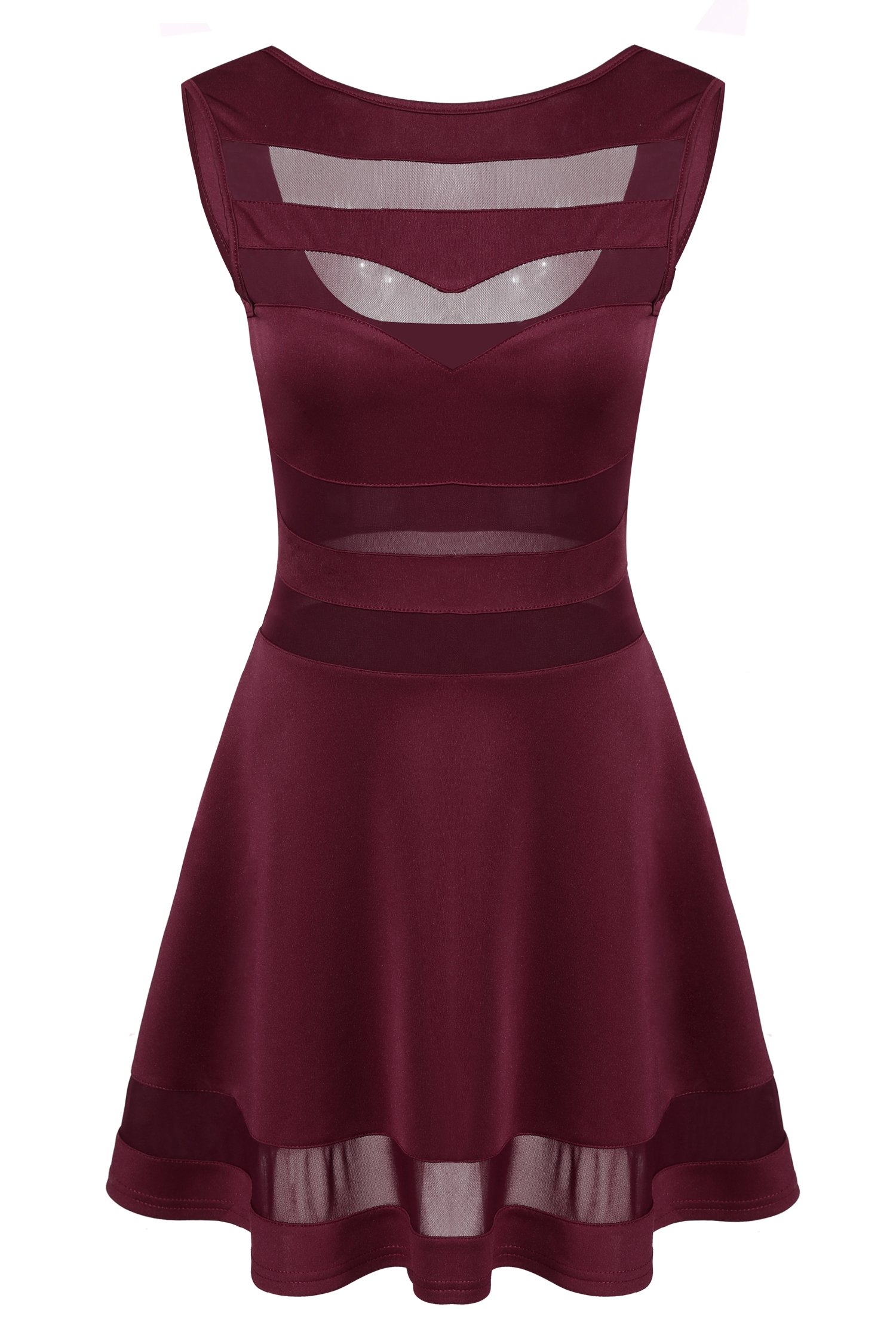 Zeagoo Damen Sexy Hohe Taille Partykleid Cocktailkleid Sommerkleid Bodycon MiniKleid mit Mesh Clubwear A-Linie Kleid