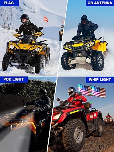 Miniatura 3 de Soportes de luz de látigo para cuatrimoto, soportes de luz cuádruple para barras de rack de 0.875 pulgadas, 1 pulgada, 1.125 pulgadas, montaje