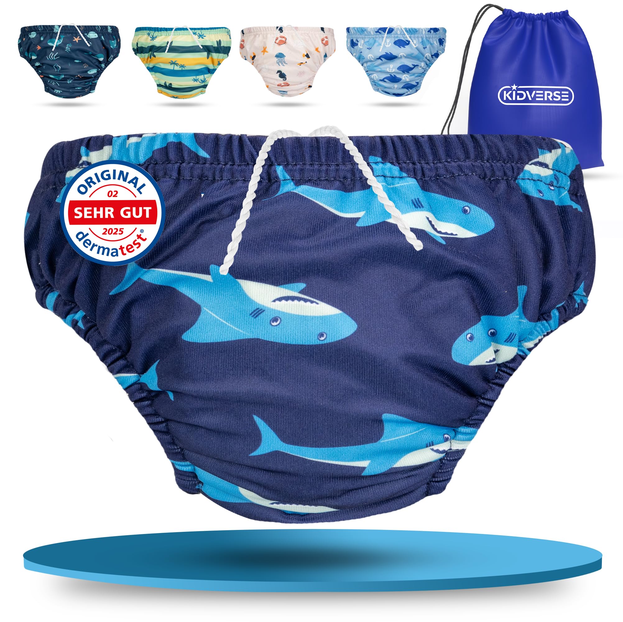 KIDVERSE Schwimmwindel Baby Badehose ab 6 bis 12 Monate - Hautfreundliche Schwimmwindeln wiederverwendbar & saugstark - Badewindel Baby Schwimmhose inklusive Tragetasche