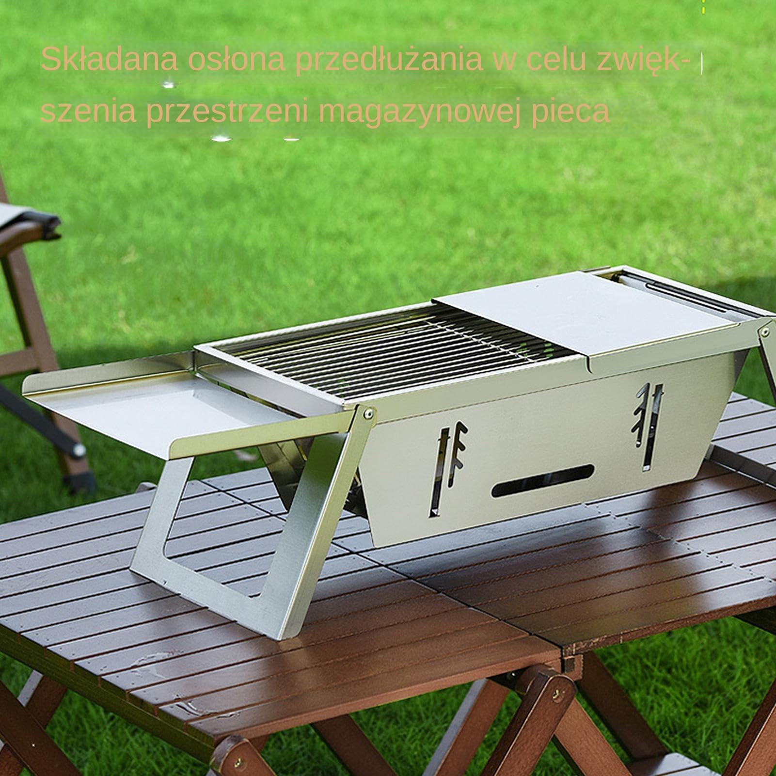 Składany Grill Węglowy Składany Grill Barbecue | Nierdzewna Płyta Grzewcza Przyjazna w Podróży do Gotowania na Zewnątrz w Ogródzie, na Stole, na Plaży, w Kamperze, na