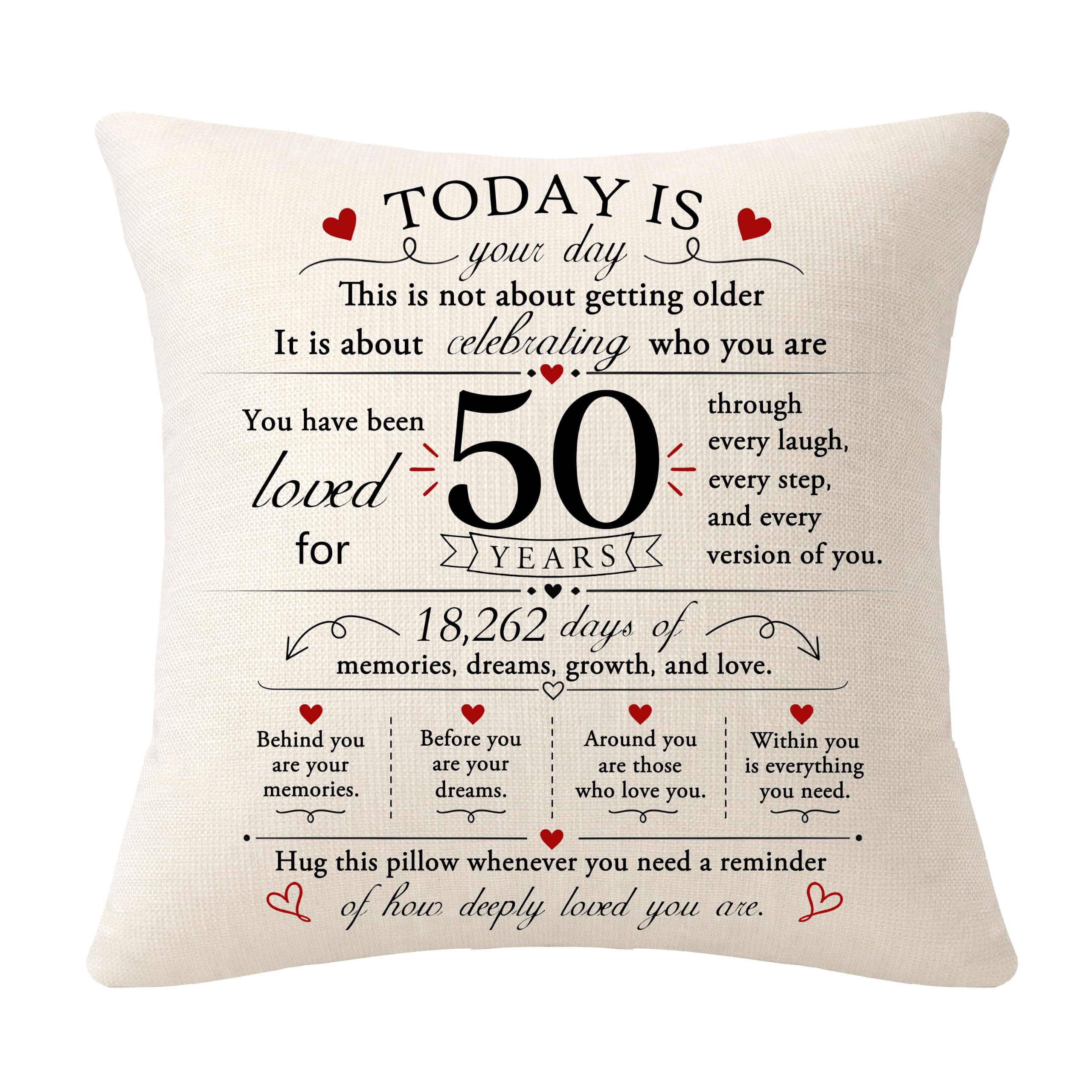 Bommex 50th Birthday Gift Cushion Covers for Women Men