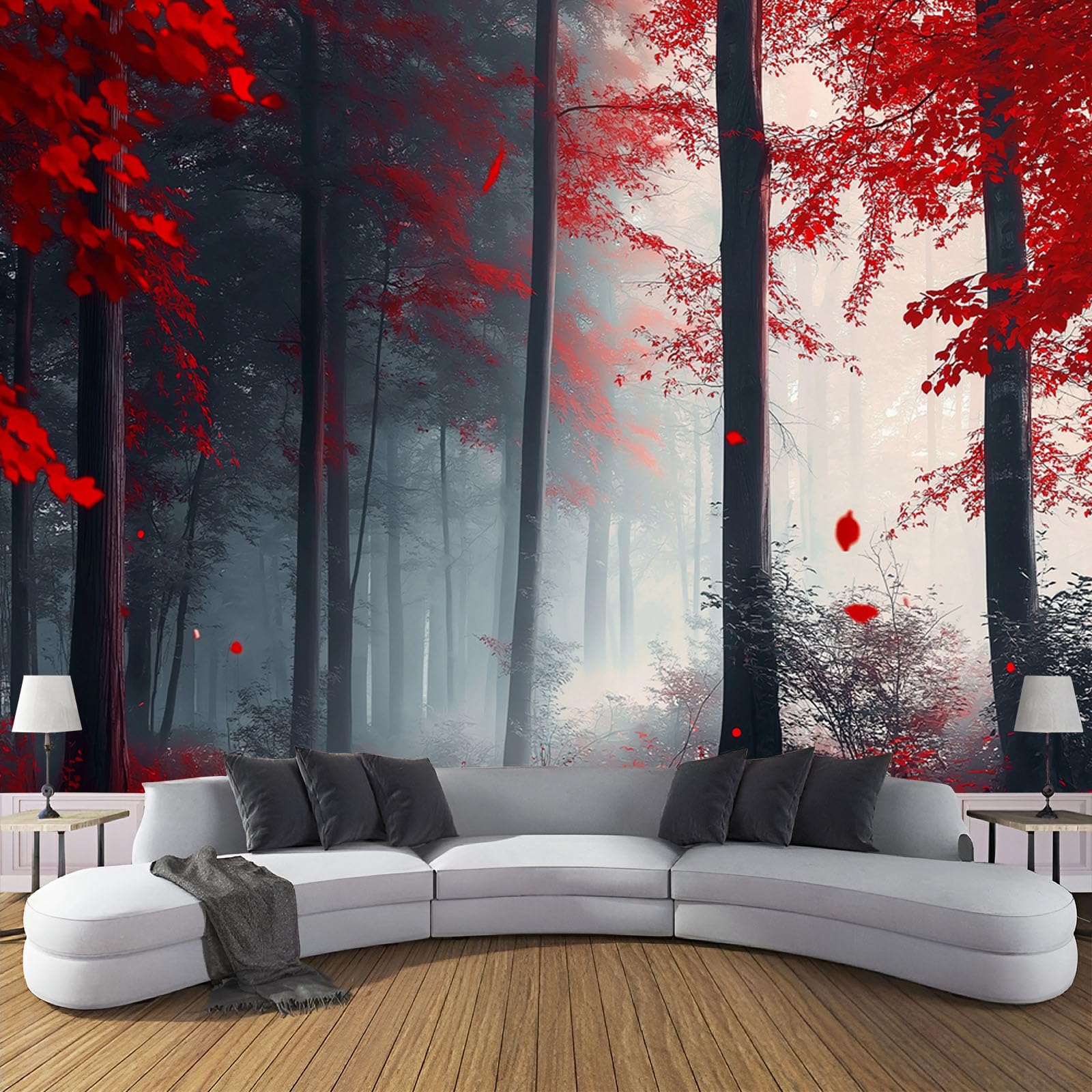 Papier Peint Forêt Psychédélique panoramique paysage japonais 350x256cm pour salon