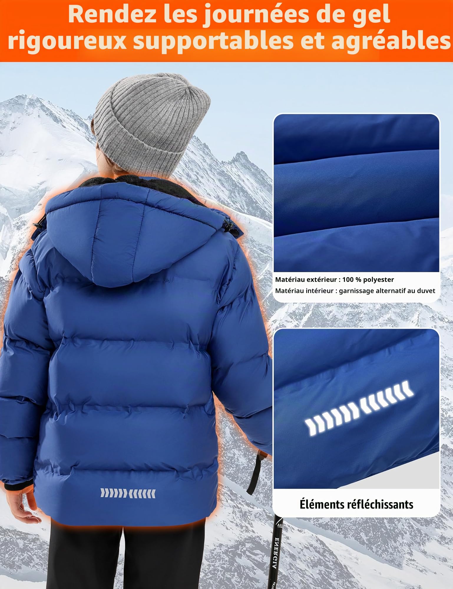 Zoofly Veste Hiver pour Garçons et Filles Veste de Ski Chaud avec Capuche Amovible
