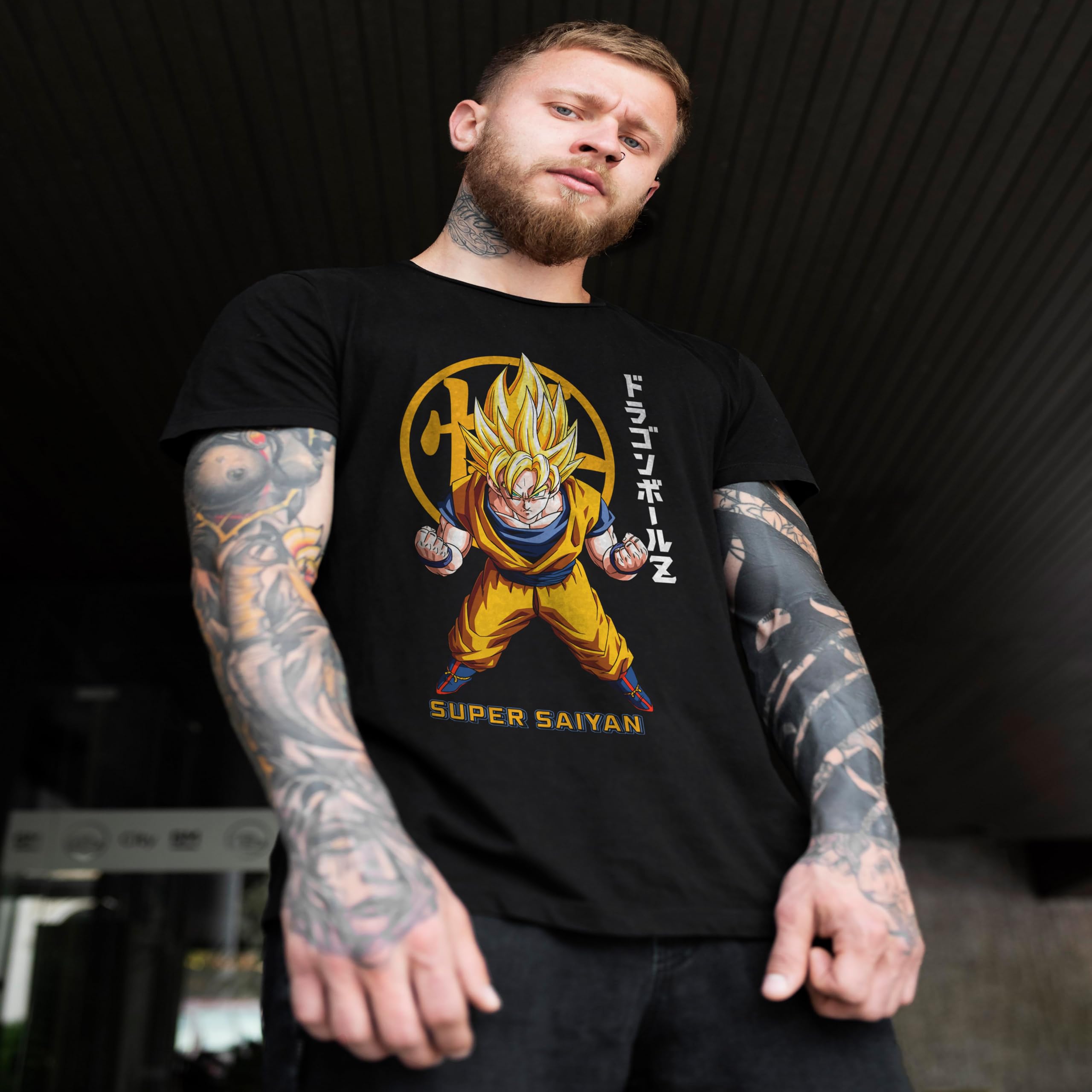 Goku Super Sayan Dragon Ball Z Camiseta | Artículo Licenciado Oficial | Unisex | Gris Jaspeado | XL