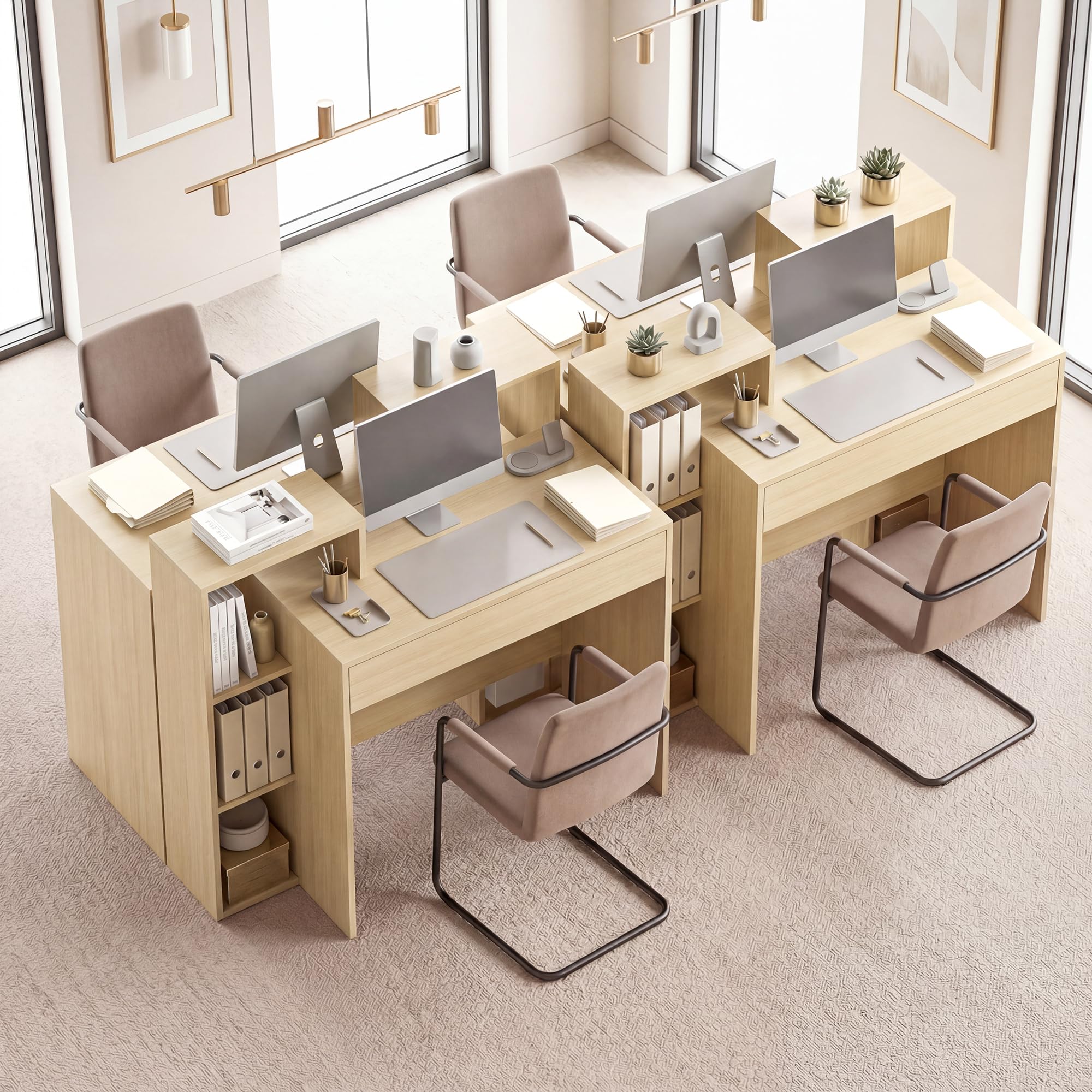HOMCOM Escritorio PC con Almacenamiento, 100x40x90cm, Natural | con 3 estantes, cajón, estación de trabajo, Escritorio de computadora para teletrabajo, sala de estar