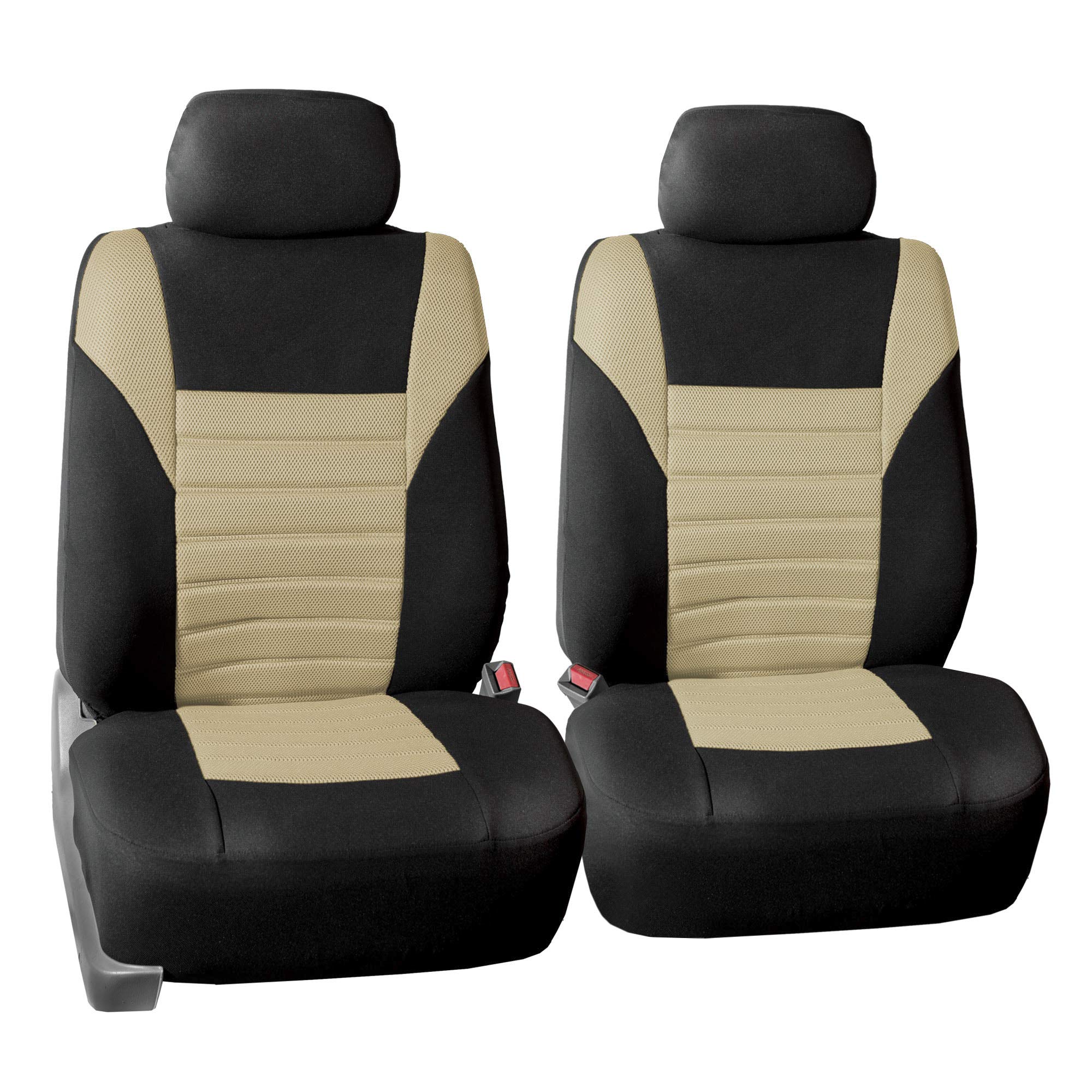 TLH Beige 3D Air Mesh Cloth Universal Fit Car Seat Covers for Cars, Trucks, SUVs - Front Seats Only, Airbag Compatible, Machine Washable, Low-Back