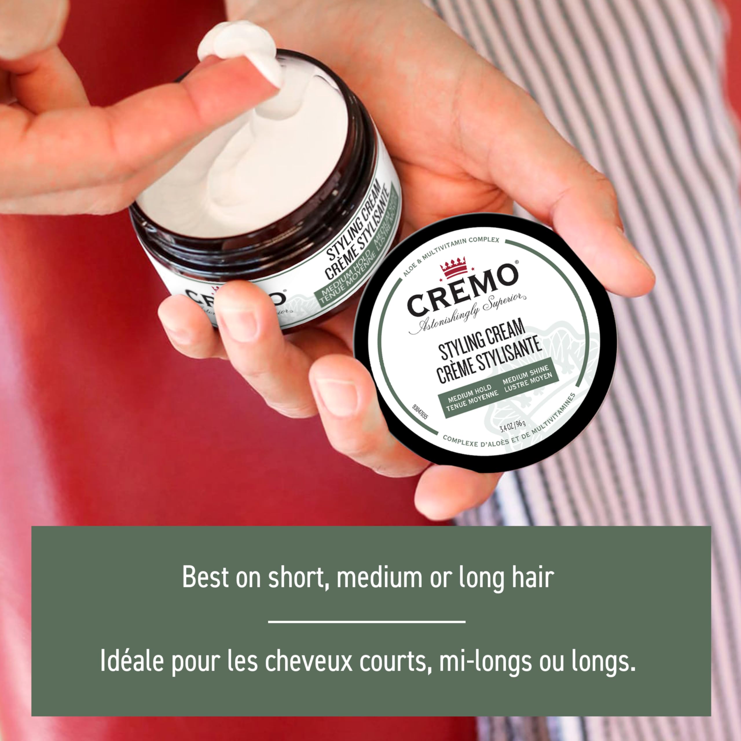 Cremo Premium Barber Grade Hair Styling Cream, Medium Hold