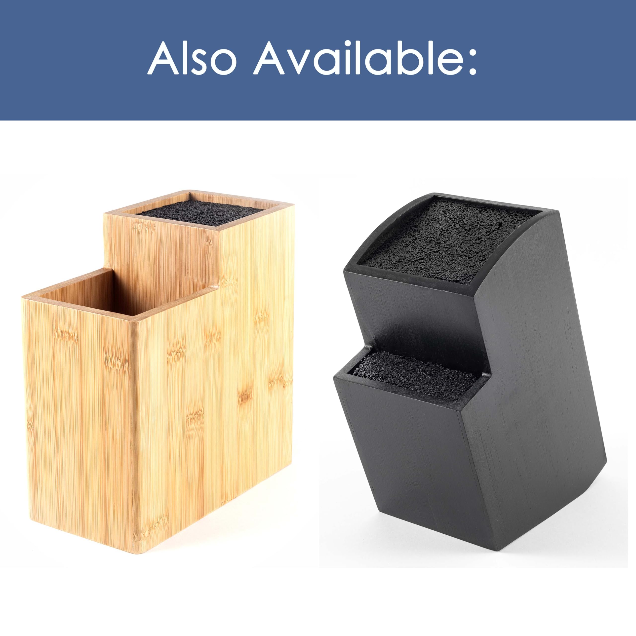 Hanseküche Bloc à couteaux - Porte-couteaux sans couteau - Planche à couteaux en bois (bambou, marron, carré, incliné, un compartiment)