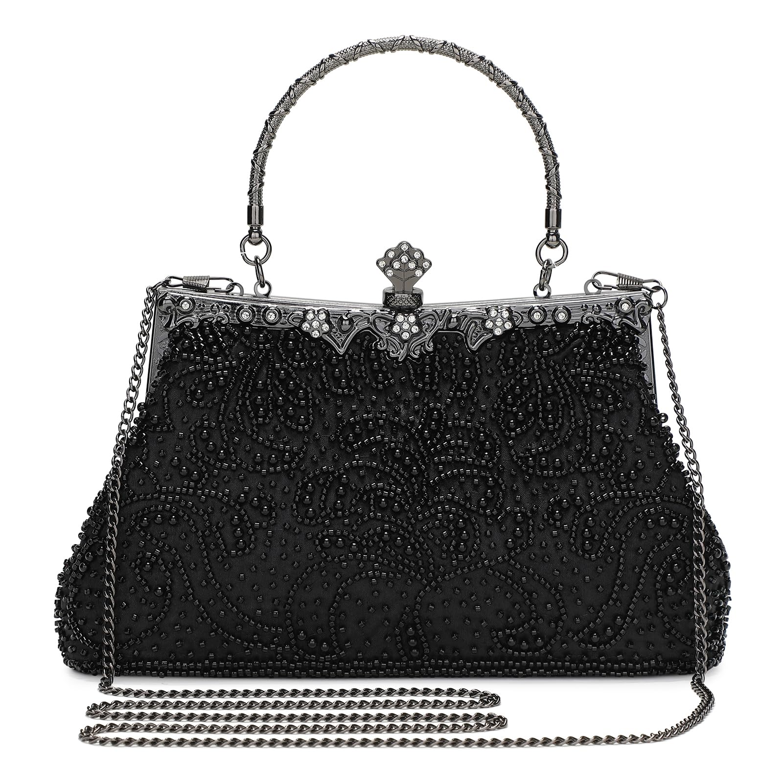 UBORSE 1920s Vintage Beaded Clutch Evening Bags for Women Formal Bridal Wedding Clutch Purse Prom Cocktail Party Handbags