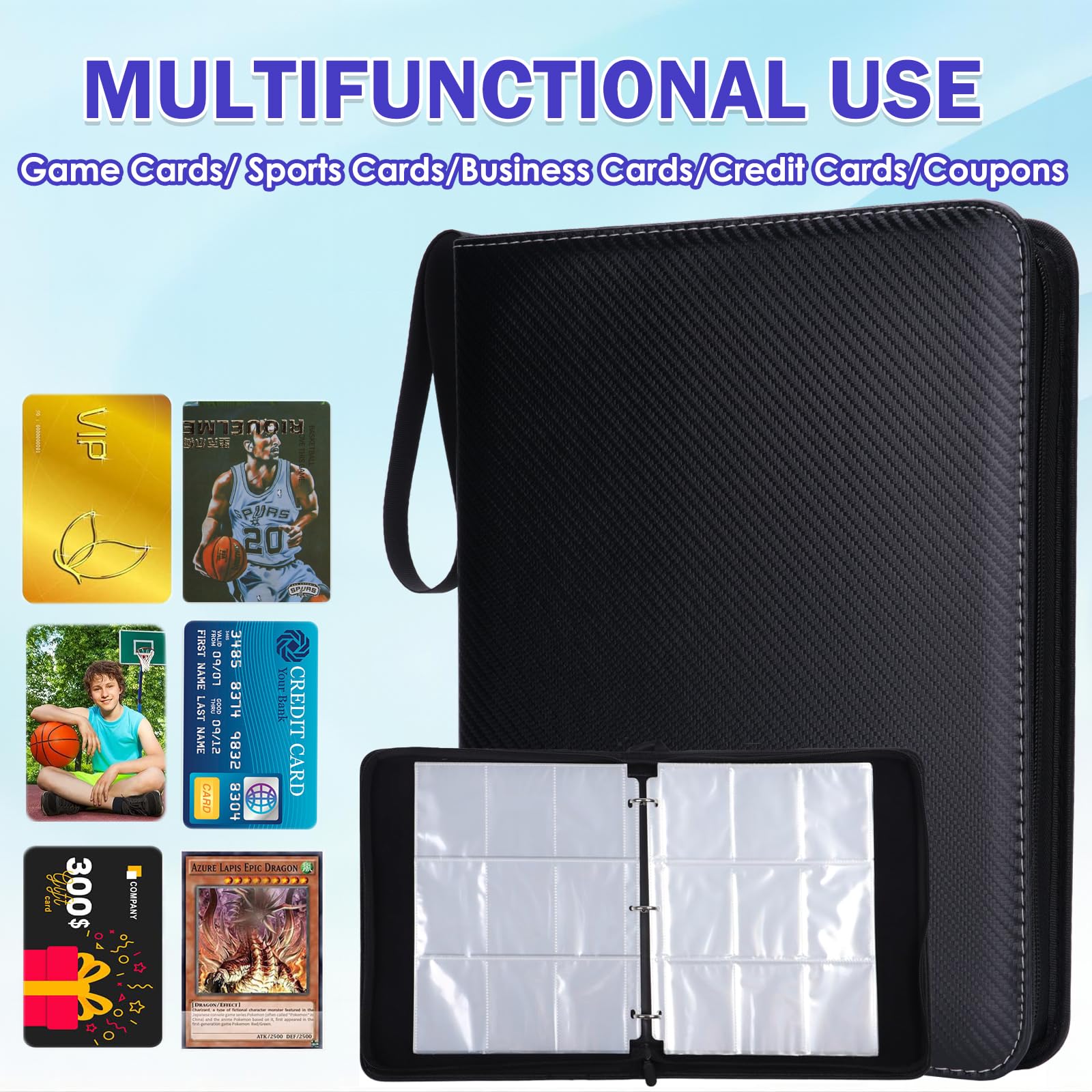 Trading Card Binder 9 Pocket with 50 Removable Sleeves, Waterproof Card Holder Album Fits Up to 900 Cards - Image 3