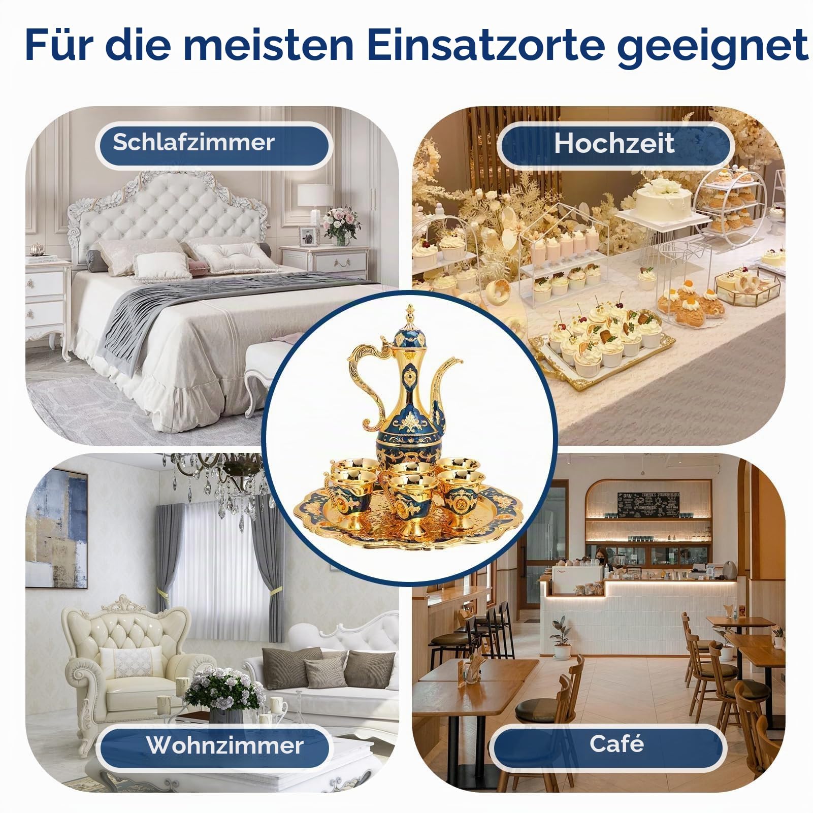 Türkisches Teeset, Tee-Set Tee Oder Kaffee, Vintage Türkisches Kaffeekannen-Set, Türkisches Tee-Set Mit 6 Kaffeetassen, Tee-Set 6 Mit Tee-Teller Teekanne Ür Home Tea Party