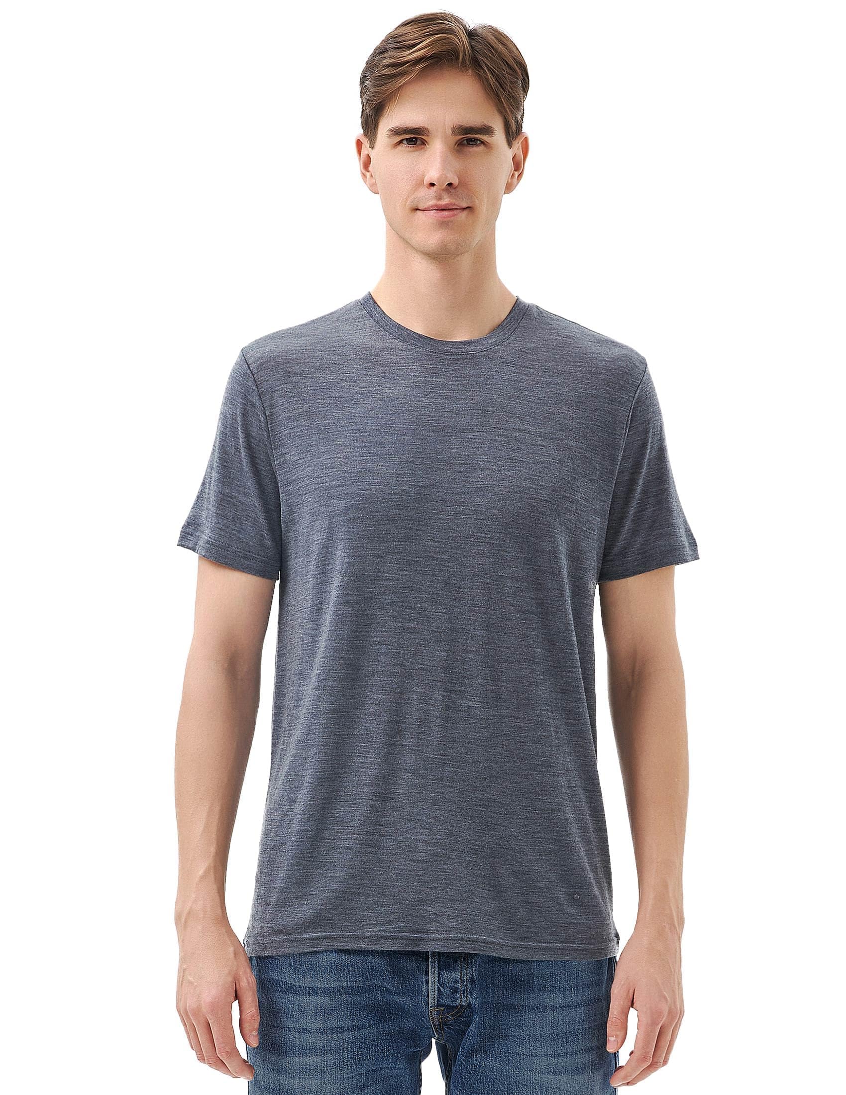 Merino Protect 100% Merino Wool T Shirts for Men Odor Resistance Base Layer Hiking Travel T-Shirt Soft Undershirt