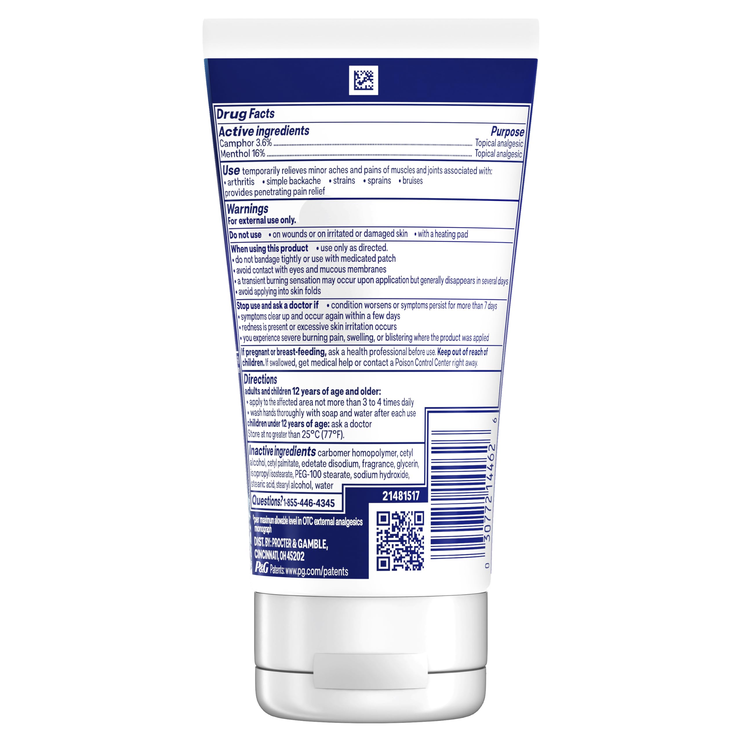 Vicks VapoFreeze Topical Pain Cream 3.0oz, Maximum Strength Menthol+ for Muscle Pain Relief, Joint Pain Relief, Knee Pain Relief, Back Pain Relief, Cream for Pain Relief, Topical Pain Relief — Amazon image 12