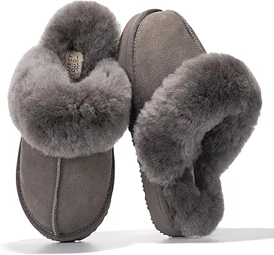 Project Cloud Genuine Leather Slippers for Women Footwear with Real Sheep Wool Lining Womens Clogs & Mule - Non-Slip Indoor/Outdoor Scuff Womens Slippers with Memory Foam Insole (Henka)