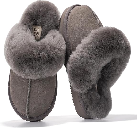 Project Cloud Genuine Leather Slippers for Women Footwear with Real Sheep Wool Lining Womens Clogs & Mule - Non-Slip Indoor/Outdoor Scuff Womens Slippers with Memory Foam Insole (Henka)