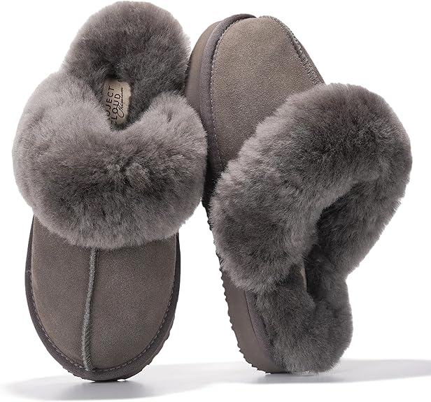 Project Cloud Genuine Leather Slippers for Women Footwear with Real Sheep Wool Lining Womens Clogs & Mule - Non-Slip Indoor/Outdoor Scuff Womens Slippers with Memory Foam Insole (Henka)