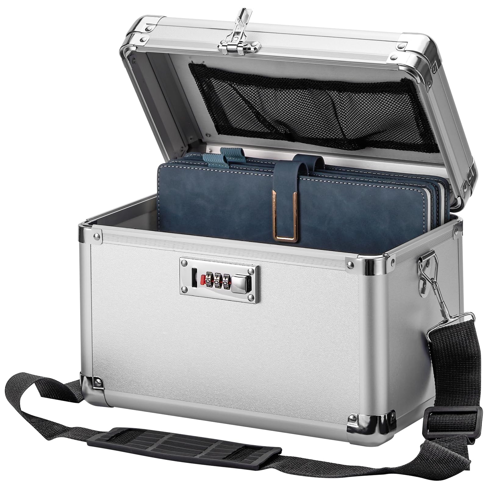 LOCKCURX Lock Box - Security Combination Lock Box, Locking Storage Case for Personal Items and Medicine, Childproof Lockable Lockbox for Home/Office/School, 11.2x7.4x6.8 Inch, Silver