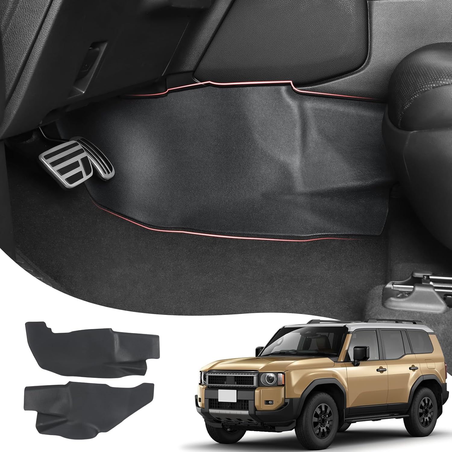 2 Pcs Rear Seat Anti-Kick Pad for 2024 2025 2026 Toyota Land Cruiser 250 1958 First Edition Prado Lc250 J250 Black TPE Protective Panel Interior Modification Accessories (Seat Anti-Kick pad)