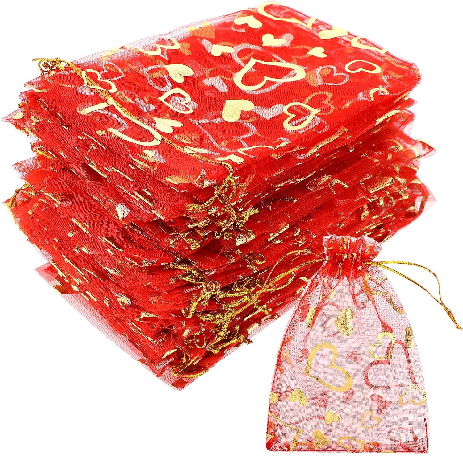 DMS RETAIL RED Net Organza Bags with Drawstring Mesh Bags for Gift |Gold/Golden| Makeup Pouch |Candy | Baby Shower Party, Christmas Festival Packing Sheer Organza Pouches 9X12 CMS Golden Pack Of (10) (B0D1Z98JXT) Amazon Price History, Amazon Price Tracker