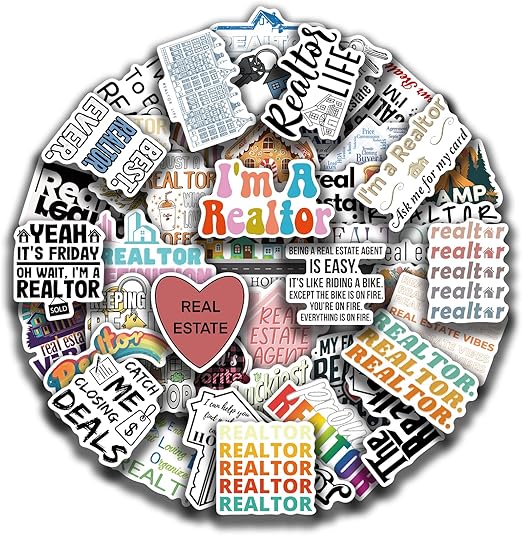 RWSEFK 50 Pcs Funny Real Estate Stickers, Realtor Sticker