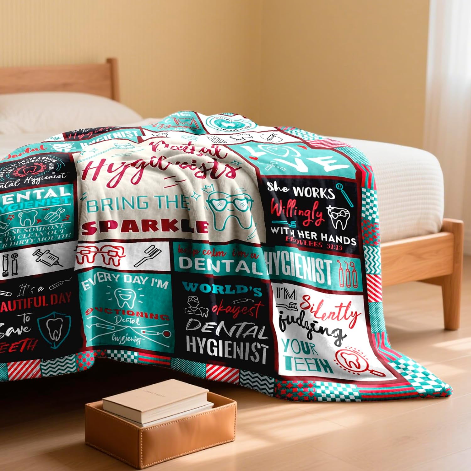 Dental Hygienist Gifts for Women Blanket 60" x 50", Ideal Dental Hygiene Appreciation Graduation Gift, Must Haves for Dental Hygiene Students Practitioners