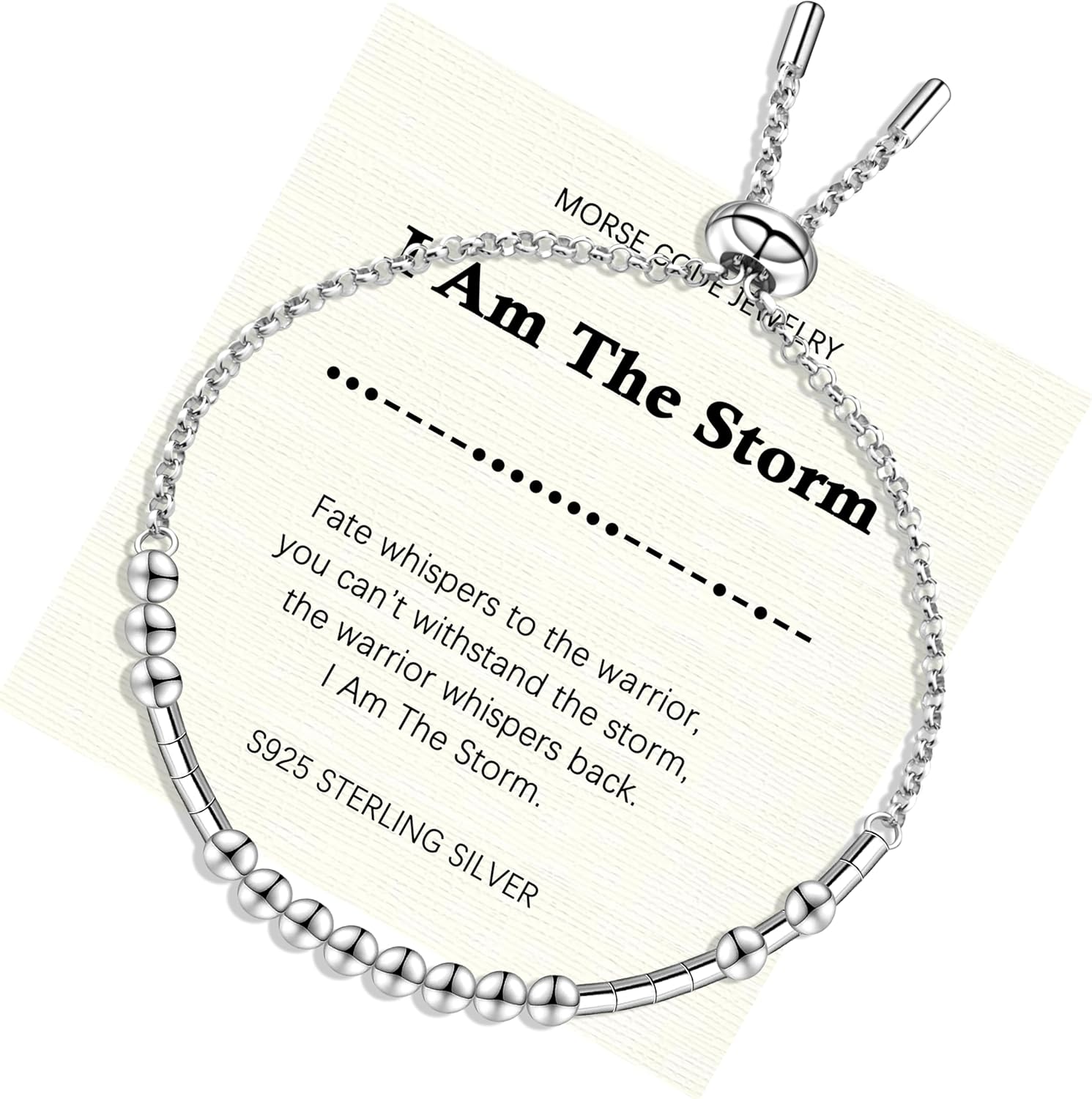 Helonley Morse Code Bracelet for Women - 925 Sterling Silver Inspirational Bracelets Adjustable Morse Code Bracelets Charm Jewelry Birthday Gifts Christmas Gifts