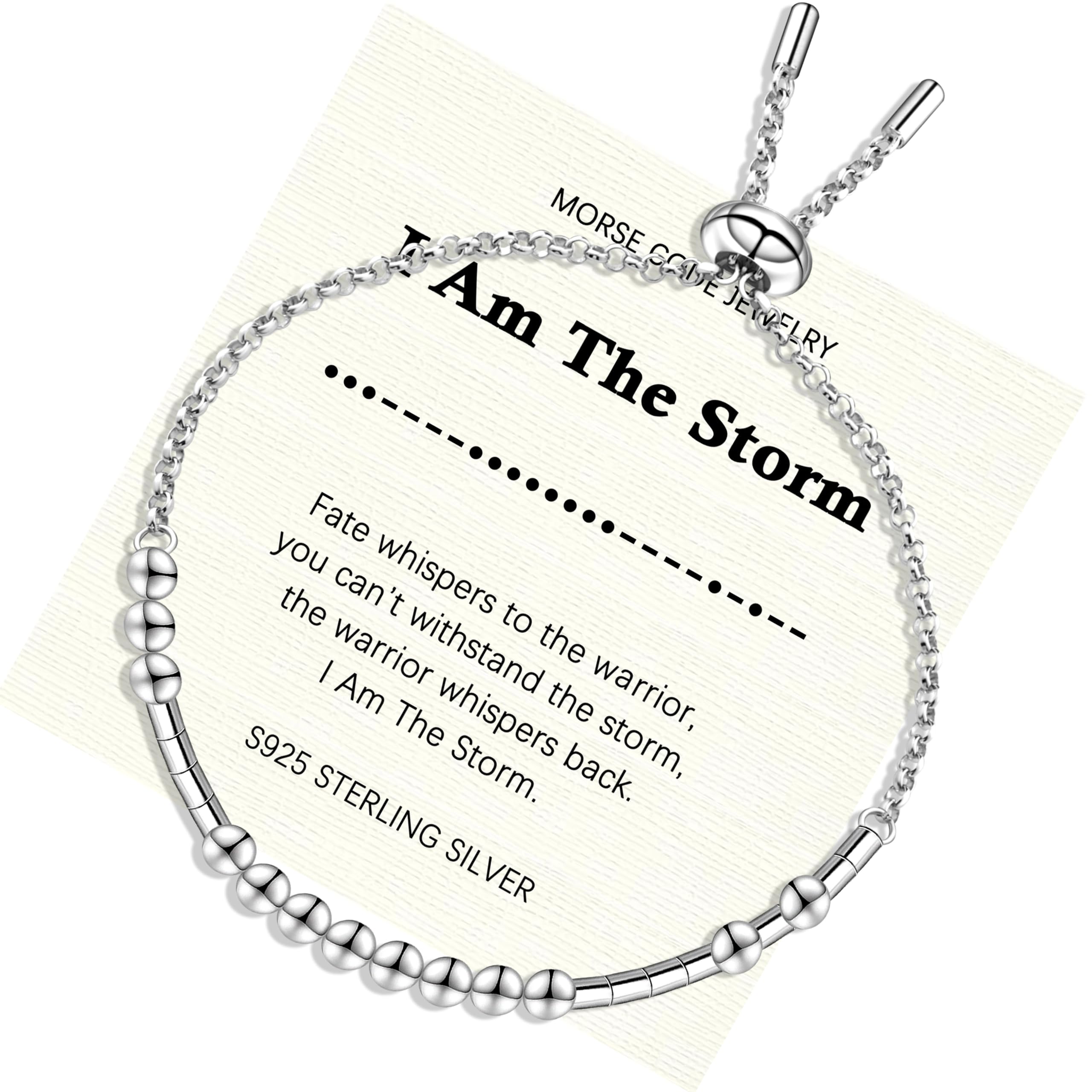 Helonley Morse Code Bracelet - 925 Sterling Silver Inspirational Bracelets