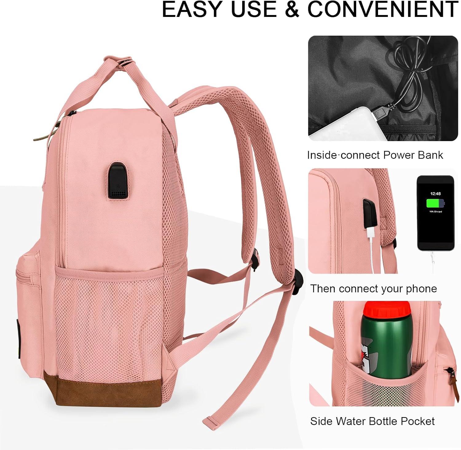 Goloni Classic Backpack with USB Charging Port,Water Resistant Travel Backpack for Men & Women,Laptop Backpack Flight Carry On - Image 2