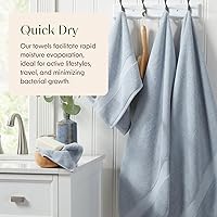 Vista 3 de Springtree Home Blue Bath Towels Set of 4 Classic Hotel Bath Towels 100% Combed Cotton Absorbent Quick-Dry Towels for Bathroom Oeko-TEX®