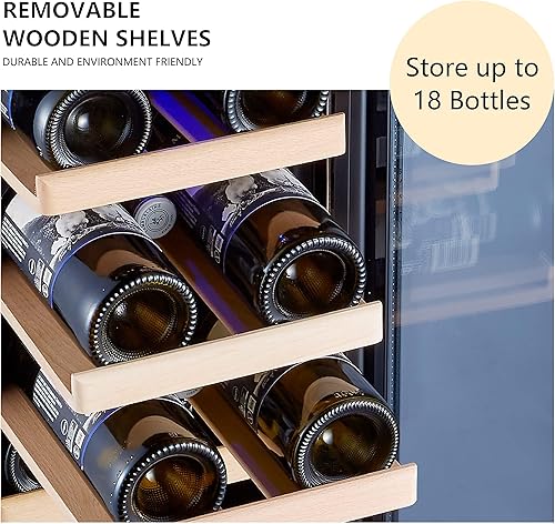 Miniatura 8 de Kalamera Mini refrigerador de 18 botellas – Refrigerador de vino de 12 pulgadas, integrado o independiente, con acero inoxidable y puerta de vidrio