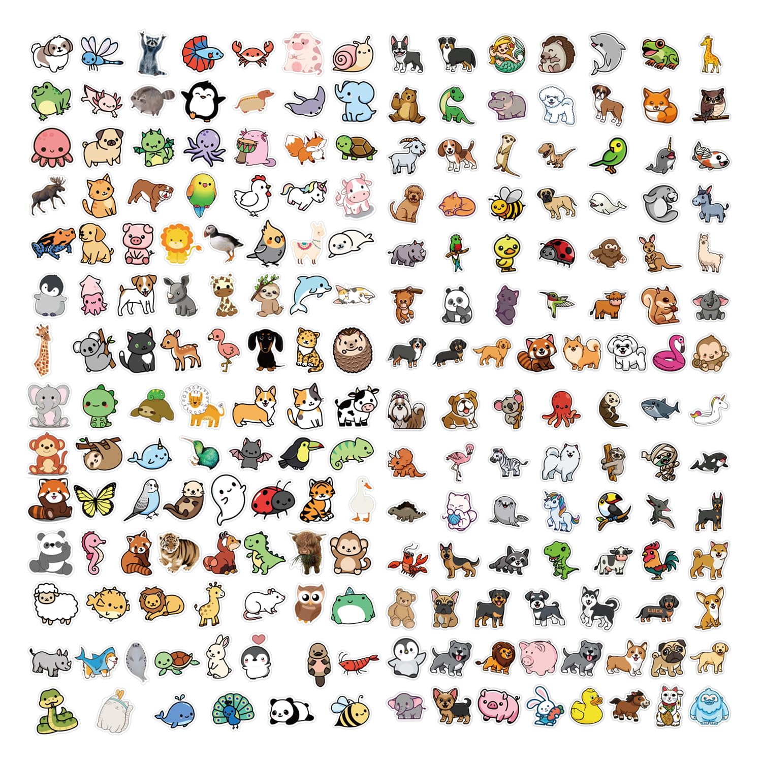 200 Animal Graffiti Stickers, Cartoon Sticky Stickers, Scrapbook Stickers, Laptop Decoration Stickers, Water Cup Animal Stickers
