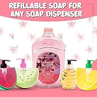 Vista 7 de SIMPLE PLEASURES Recambios de jabón de manos de alta calidad, aroma a flor de cerezo, botella de 7.9 onzas con recambio Jumbo de 59 onzas, aprobado