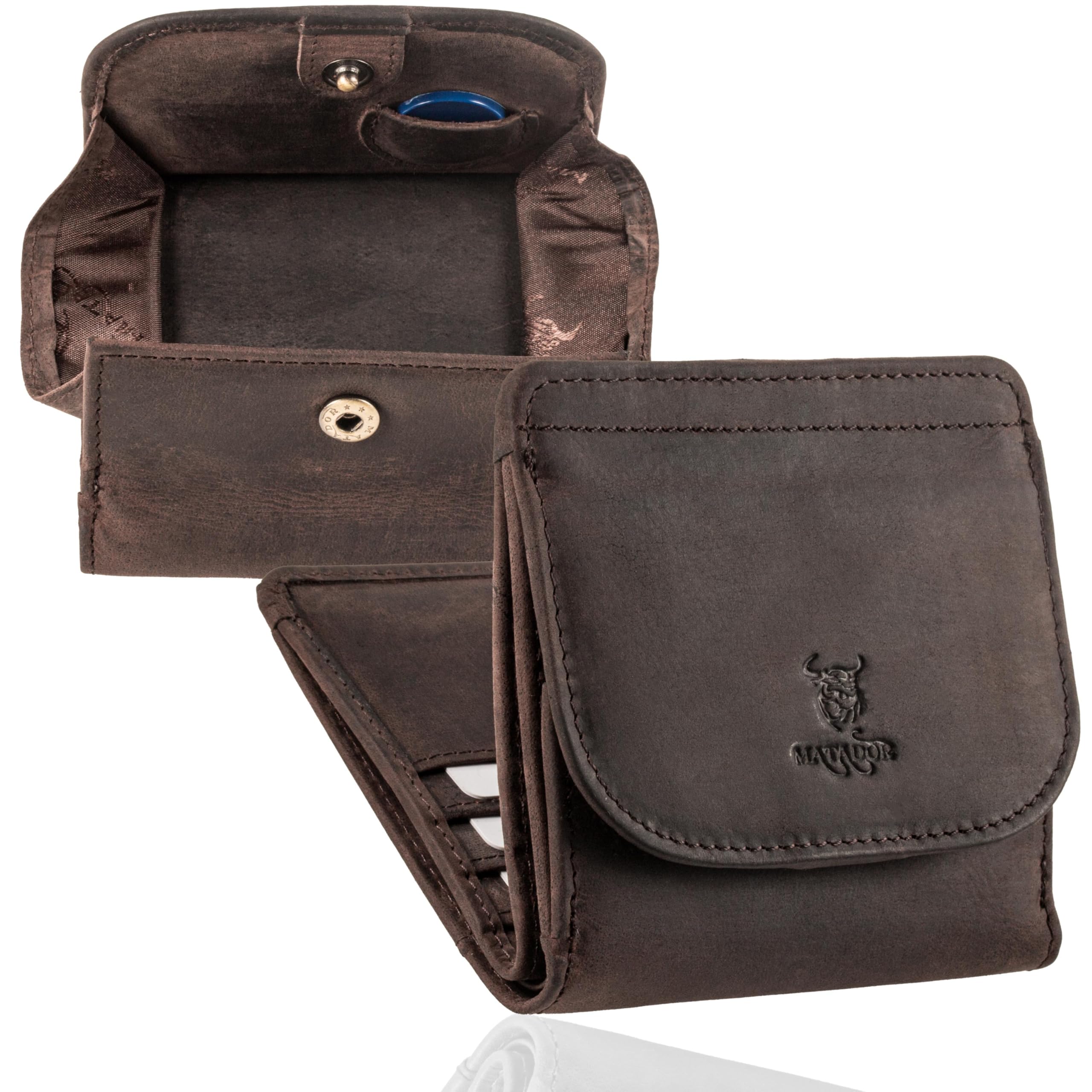 Matador Kleine Wiener Box - Mini Ledergeldbörse für Damen und Herren mit RFID Blocker - mit Geschenkverpackung