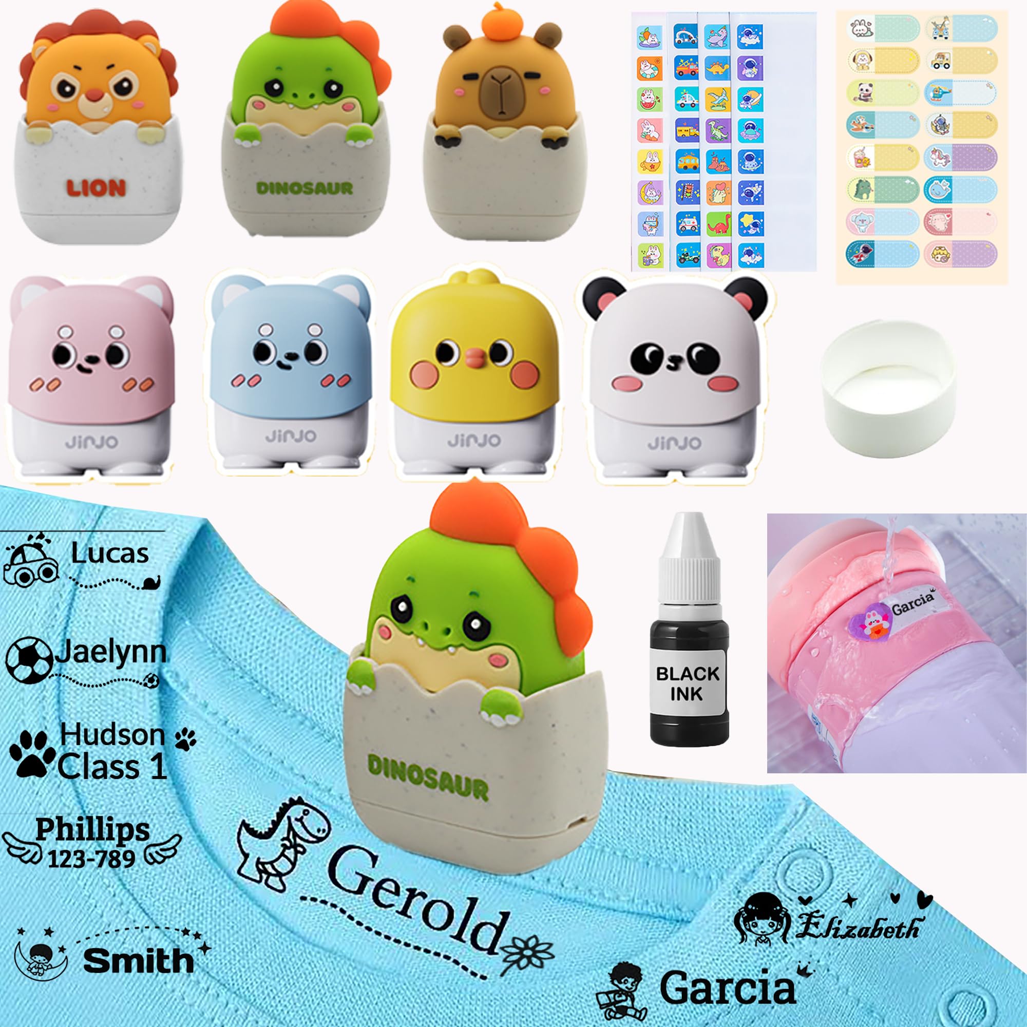 Sidusan Colorful Name Stamp For Clothing Kids Waterproof, Personalised Name Stamp For Clothes Kids Permanent, Customized School Name Stamp Labels Stickers Washable For Baby Daycare Uniform