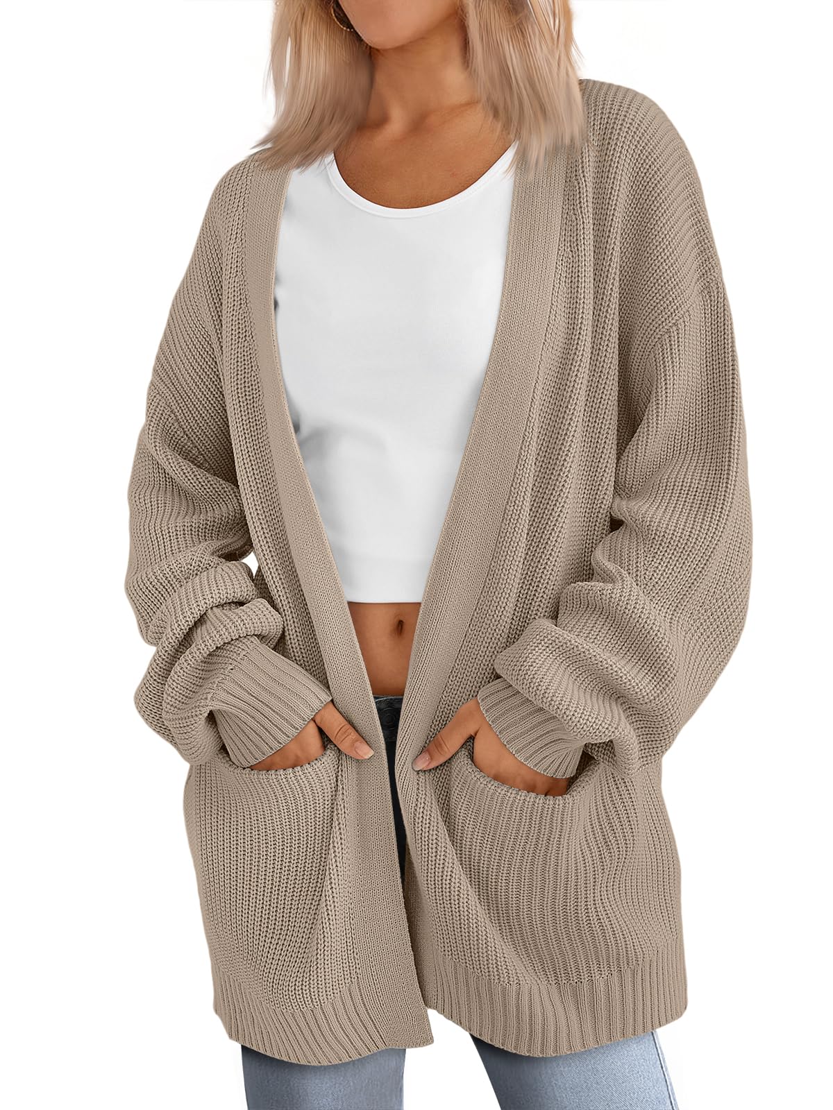 LILLUSORYWomens Oversized Cardigans Soft Knit Cardigan Sweater with PocketsOEKO-TEX STANDARD 100