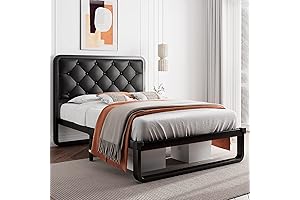 iPormis Cama Personal de Metal con Cabecero de Cuero Sintético
