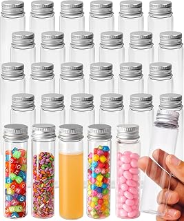 Berenti 30 Pack 50ml Plastic Test Tubes with Screw Caps - Clear Storage for Beads, Candy, Powder, Liquids & Science Experiments