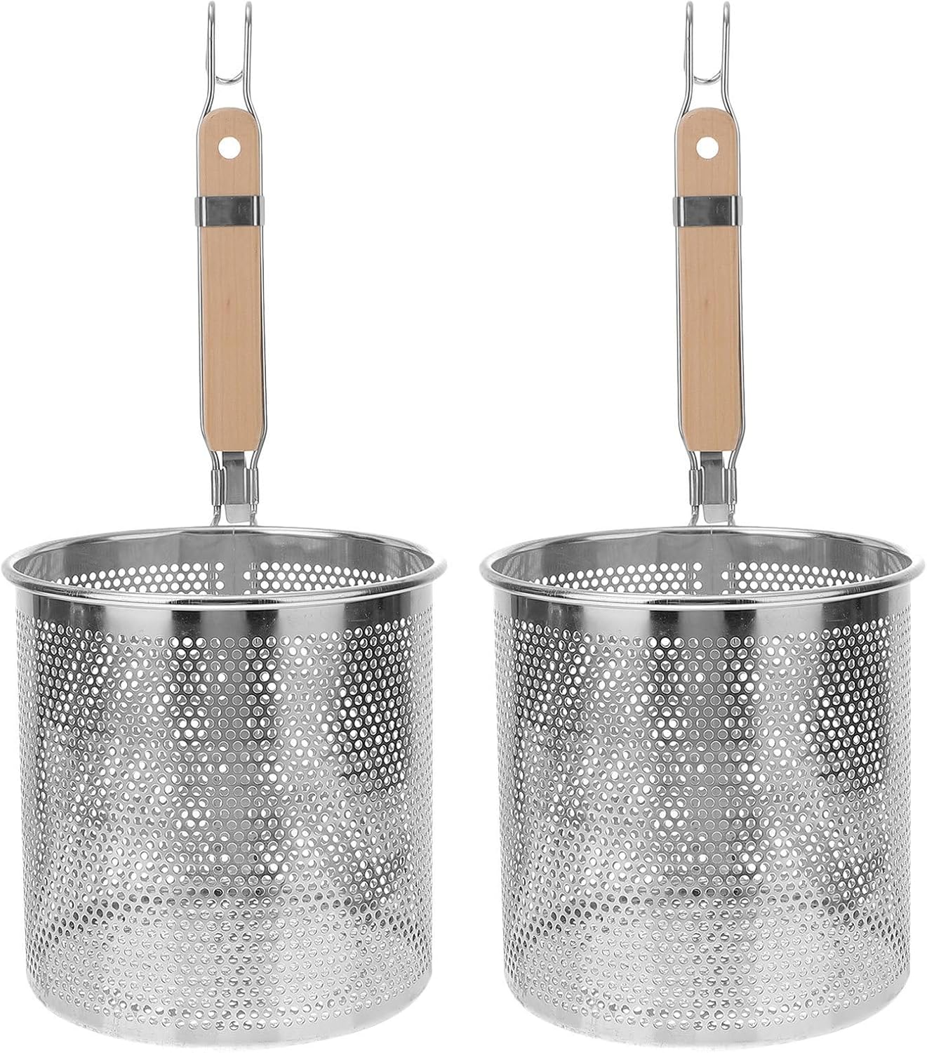 Pasta Basket Strainer Sturdy Noodle Colander 2pcs Stainless Steel with Fine Mesh Filtration Versatile Food Strainers for Kitchen Use for Soup and Spaghetti